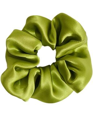 Lost Pattern Silken Hair Silk Scrunchie Hair Tie - Green