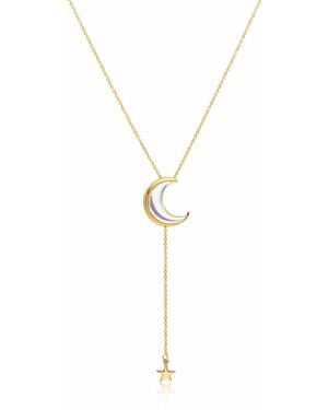 Ormiro Moon & Star Moonstone Lariat Necklace - Metallic