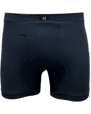 Zd - Zero Defects Sastre Fly Front Boxer – Tailored Striped Design & Soft Waistband – Colour Anthracite - Blue