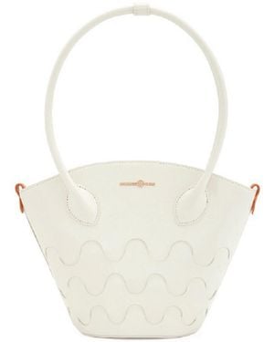Orange Cube Small Quilted Impressions Wavy Tote Bag - White