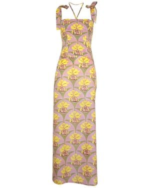 Manuela Cabrales Trianae Block Print Maxi Dress - Metallic