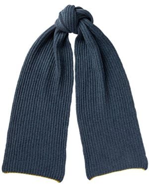 Kinalba Gents Slate Chunky Ribbed Cashmere Scarf - Blue