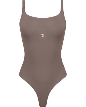 GOD SAVES QUEENS Second Skin Square-Neck Bodysuit Mushroom - Brown