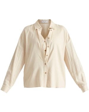 Paisie Neutrals Linen Blend Double Layered Shirt - Natural