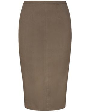 Conquista Fitted Midi Skirt - Brown