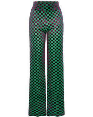 Beatrice von Tresckow Harlequin Velvet Devore Flare Trousers - Green