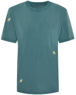 INGMARSON Bee Embroidered T-Shirt Organic Cotton - Blue