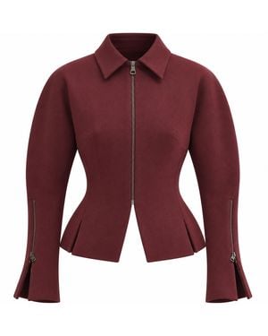 SÉLONE Ilya Sculpted Tailored Jacket Burgundy - Purple