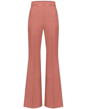 Tia Dorraine Flared Trousers With Adjustable Waist - Pink