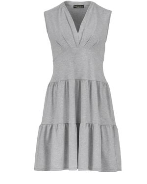 Conquista V-Neck Fit & Flare Dress – Effortless Sophistication For Every Occasion - Grey