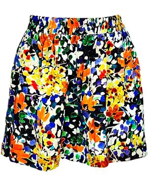 L2R THE LABEL Floral Print Linen Boxer Shorts - Multicolour