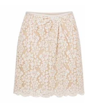 Belsize25 Neutrals Ivory Embroidered Lace Mini Skirt - Natural