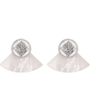 Aurozia Three Charms Venus Bound/ Plated The Endless Love Knot Fan-Shaped Mother-Of-Pearl Ear Clips - Metallic
