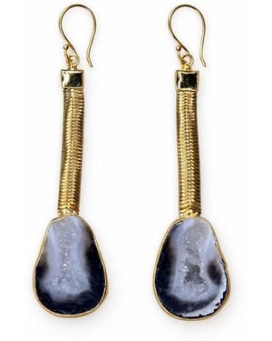 YAA YAA LONDON Geode Drop Gemstone Earrings - Blue