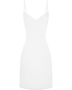 Silkinc Crystal Bias Cut V-Neck Mini Slip Dress - White