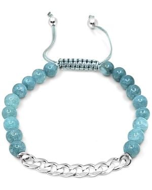 Lutiro Jade Imitation Amazonite Beads With Curb Chain Bracelet - Blue