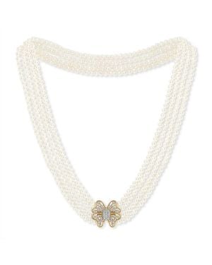Pearls of the Orient Online Stella Four Strand Small Cultured Freshwater Pearl Necklace With Butterfly Clasp - White
