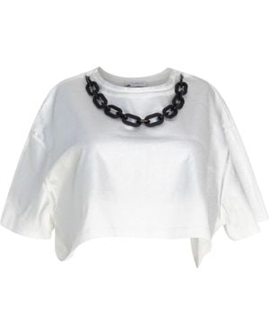 Circular Path Necklace Crop T-Shirt - Multicolour