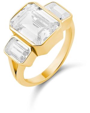 SHYMI Three Stone Bezel-Set Statement Ring - White