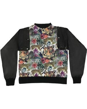 Zasta Studio Detachable Leather Cotton Hybrid Sweatshirt - Black
