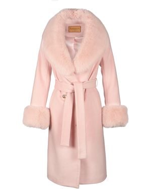 Santinni 'Marlene' 100% Cashmere & Wool Coat - Pink