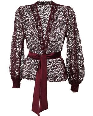 Luna Fashion House Burgundy Lace Belted Jumper, Jody - Red