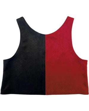By Noa Rawitz Ultra Suede Sleeveless Colour Blocked Top- And - Red