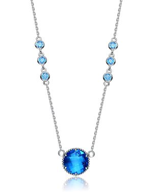 Genevive Jewelry Sterling Large Cubic Zirconia Necklace - Blue