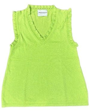 Lindsay Nicholas New York Frill V-Neck Shell - Green