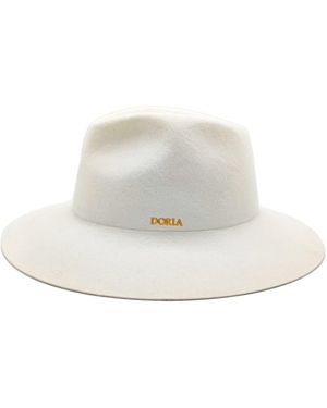 DORIA 1905 Tuff Smooth Lapin Felt Wide Brim Drop Hat - White
