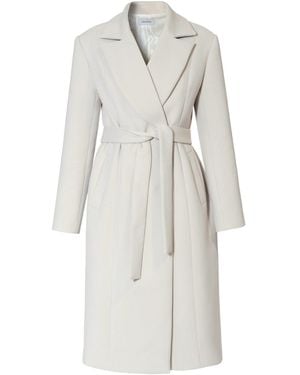 AGGI by HALEWSKI Neutrals Michelle Cold Ivory Midi Coat - White