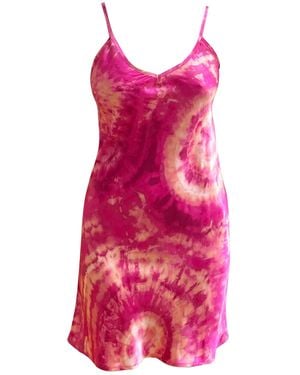 Roy G. Rose Geode Tie Dye Silk Slip Mini Dress - Pink