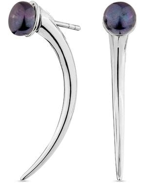 SALLY SKOUFIS Moon Shadow Earrings With Natural Pearl - Blue