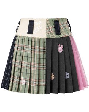Castaneda Gâteau Pleated Mini-Skirt - Green