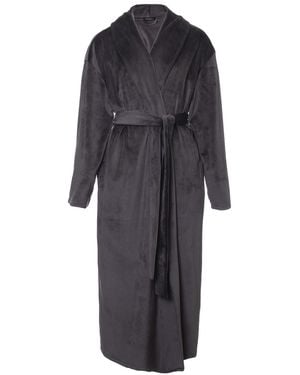 Pretty You London Velour Longline Robe - Black