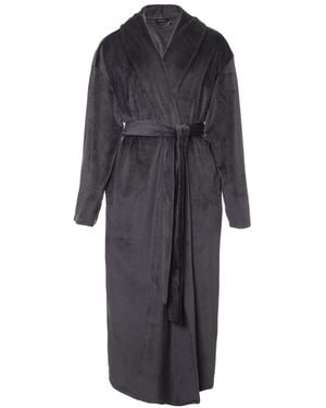 Pretty You London Velour Longline Robe - Black