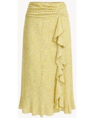 Exquise Filicia Elastic Waist Side Ruffle Midi Skirt - Yellow