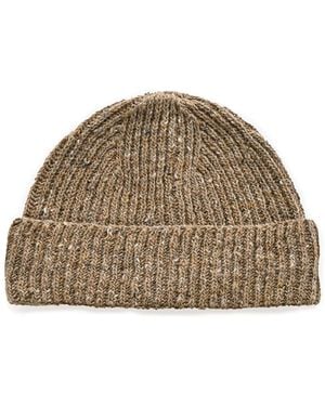 OUBAS Neutrals Donegal Merino Wool Beanie Hat - Brown