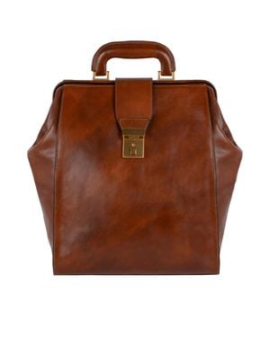 Time Resistance Cognac Leather Backpack - Brown