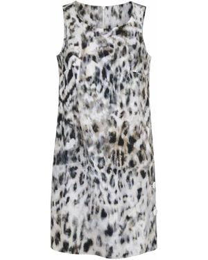 Conquista Sleeveless Abstract Print Shift Dress - White