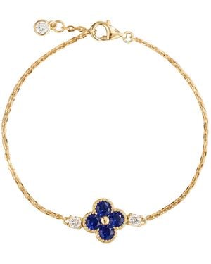 Juvetti Sapphire & Diamond Four-Leaf Clover Chain Bracelet - Blue