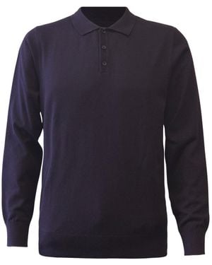 Vustra Premium Jumper Knit Long Sleeve Polo - Blue