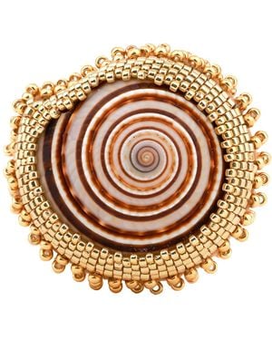 Oana Savu Sea Shell And Beads Unique Brooch - Metallic