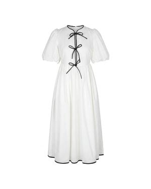 Modenaire Midi Dress Sculpted Bow Detail - White