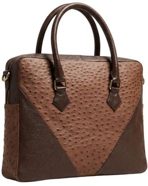 Sibylla Delphica Ostrich Leather Laptop Tote - Brown