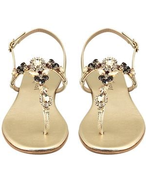 DAMAPREZIOSA Neutrals Sofia Platinum Jewel Sandal - Metallic
