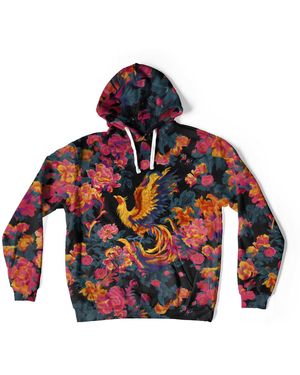 Aloha From Deer Phoenix Garden Oversize Hoodie - Red