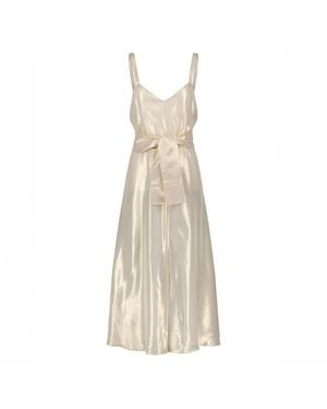 Marianne by Marie Jordane Romane Metallic Midi Dress Silk - Natural