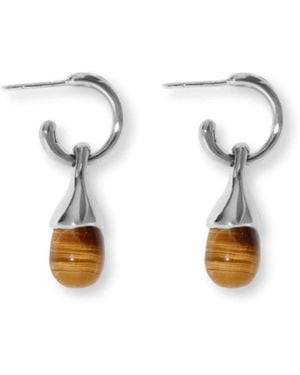 Gem Island Eye Of Tiger Rugia Earrings - White