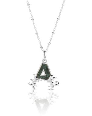 Kasun Solid A Initial Necklace With Marble - Metallic
